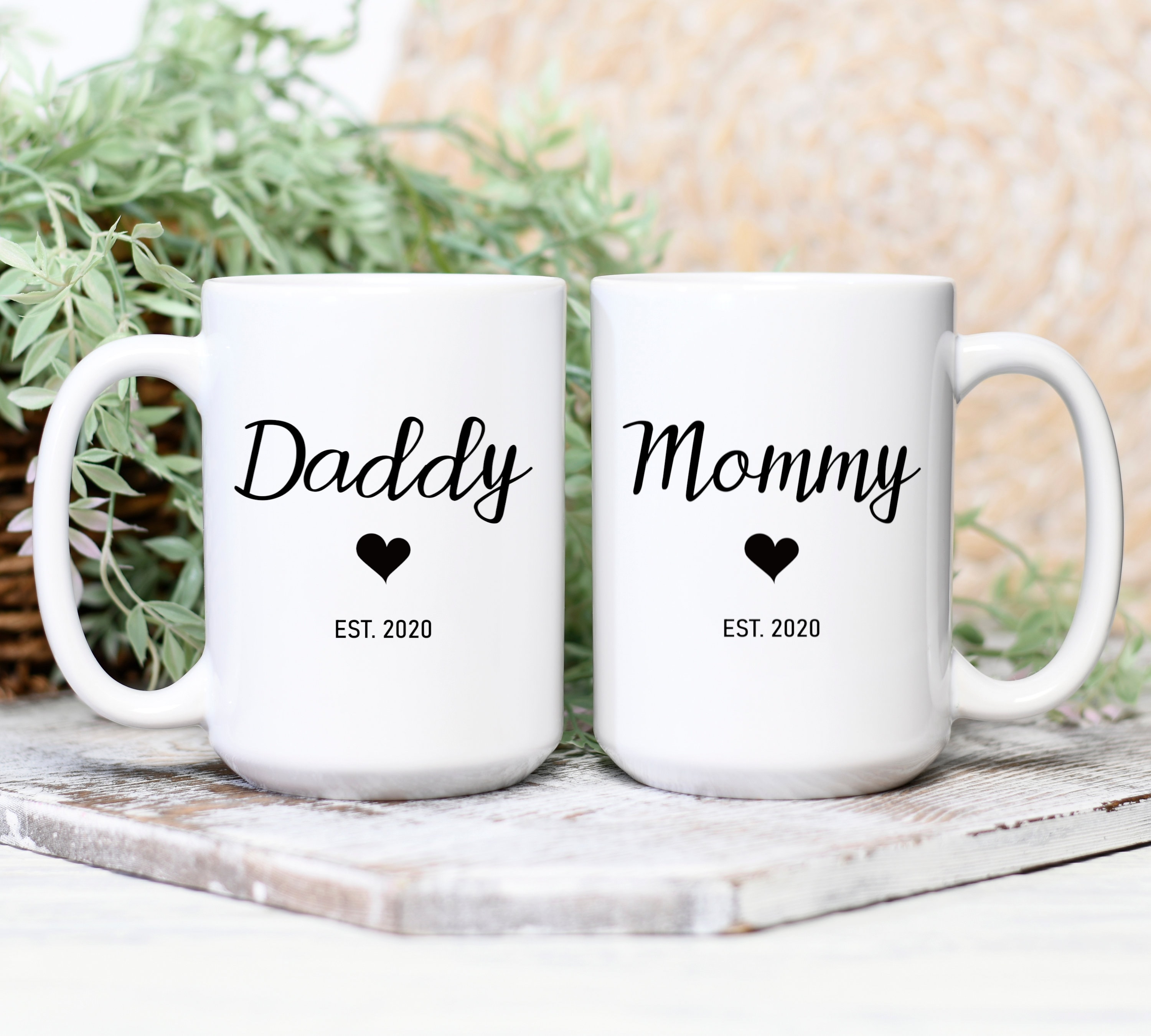 Mommy Est 2020, Daddy Est 2020 Mug Set / Custom New Parents Gift /  Pregnancy Announcement Gift / Baby Reveal Gift / First Time Parents Mugs -  Etsy