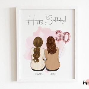 Regalo per il 30° compleanno, stampa migliore amica, biglietto di compleanno, 18°, 21°, regalo per il 30° compleanno, biglietto di compleanno per sorella, buon 30° compleanno, sorella dell'anima