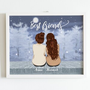 Presentes para melhor amiga de natal, presente de natal para melhor amiga colega de quarto, impressão de melhor amiga, retrato de melhor amiga, pôster de amizade, alma gêmea