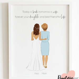 Mutter der Braut Geschenk, Hochzeitsgeschenk für Mama, Dankeschön Geschenk, personalisierte Braut Geschenk, Hochzeit Zeichnung, druckbare Karte, Bonus Mama Geschenk