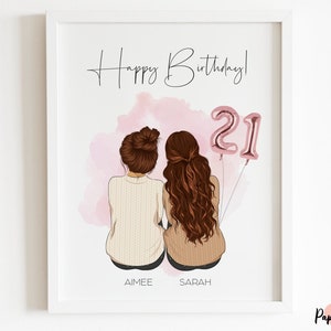 Print beste vriend, cadeau 21e verjaardag, cadeaus bestie, vriendenposter, gelukkige 21e verjaardag, foto beste vriend, print 21e verjaardag, custom