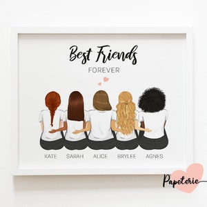 Best friend wall art, Soul Sister gift, Custom Best friends Portrait, Friend Gift, Personalized Gift, Gift for her, Friendship Poster, funny