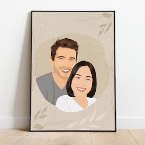 Valentinstag Geschenk, Paar Zeichnung, Paar Illustration, ein Jahr Jubiläum, Bild Geschenk, Paar illustrierte Portrait, Zeichnung vom Foto