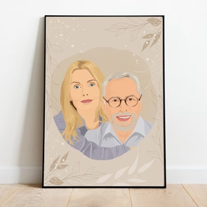 Geschenk für Papa, Portrait aus mehreren Fotos, personalisierte Geschenke für Papa, Familienporträt, Cartoon, Zeichnung vom Foto, Vater und Tochter