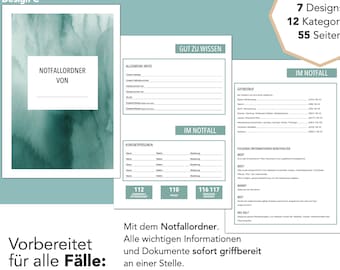 Nödpärmkit: 55 sidor – Skriv ut direkt, ha allt till hands | Perfekt för bullet journaling och familjeplanering | Design E
