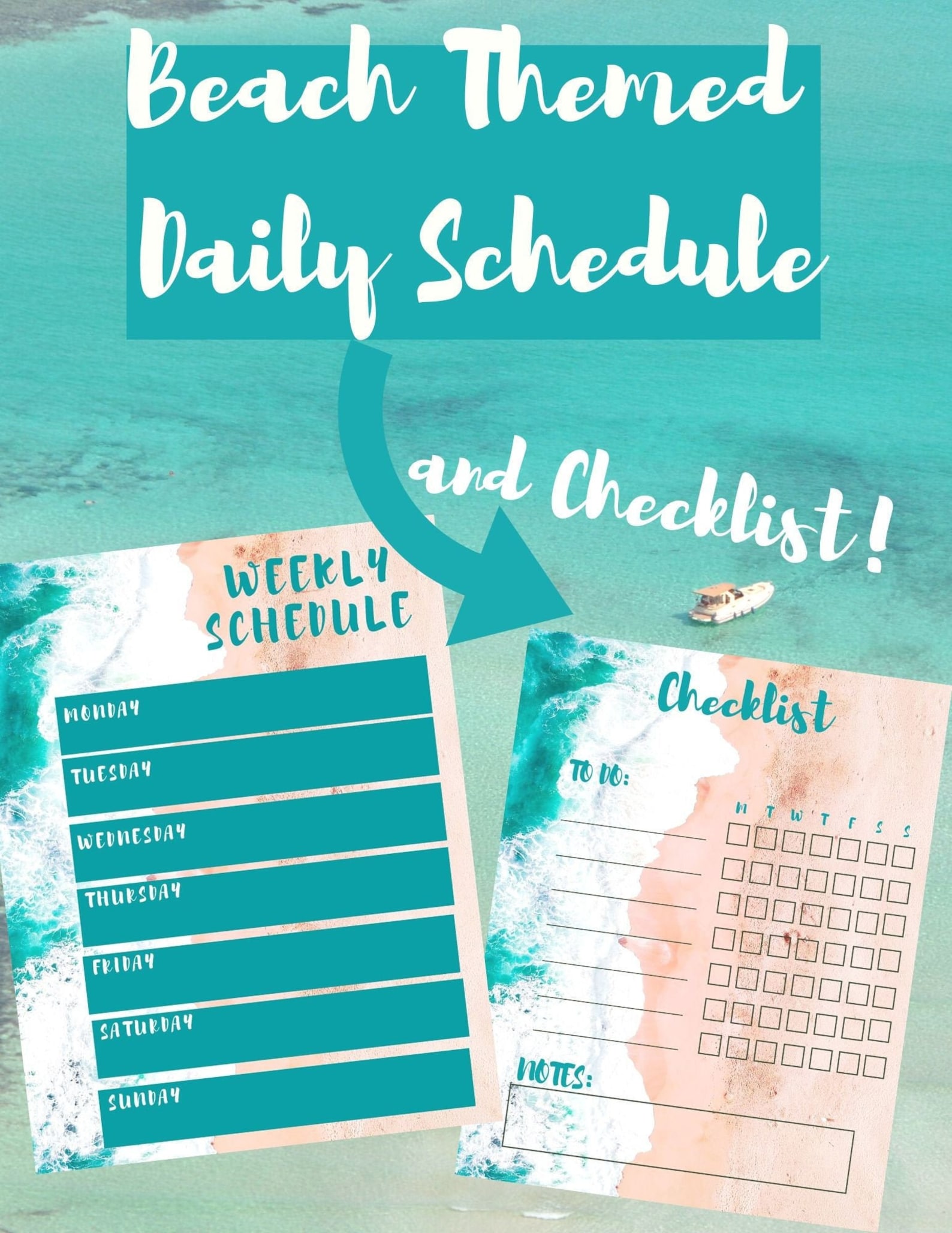 Beach Themed Schedule/ Weekly Schedule/ Weekly Checklist/ Etsy