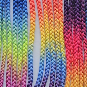 Rainbow Ombre Clip-In Braids | Handmade Synthetic Braids | Colorful Clip-In Hair Extensions | Festival Hair |