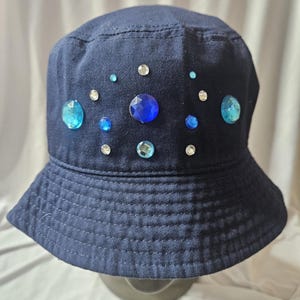 Hand-Decorated Bucket Hat with Gems, Flowers, & Charms – Unique Bling Hat – One of a Kind