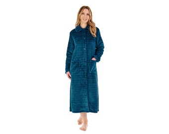 button through cotton dressing gown