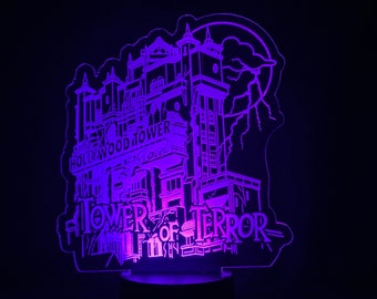 Tower of Terror Hollywood Tower Hotel Inspired Custom Engraved LED Light Sign Nightlight