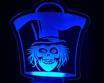 Haunted Mansion Hatbox Ghost Inspired Custom Engraved LED Nightlight/Sign