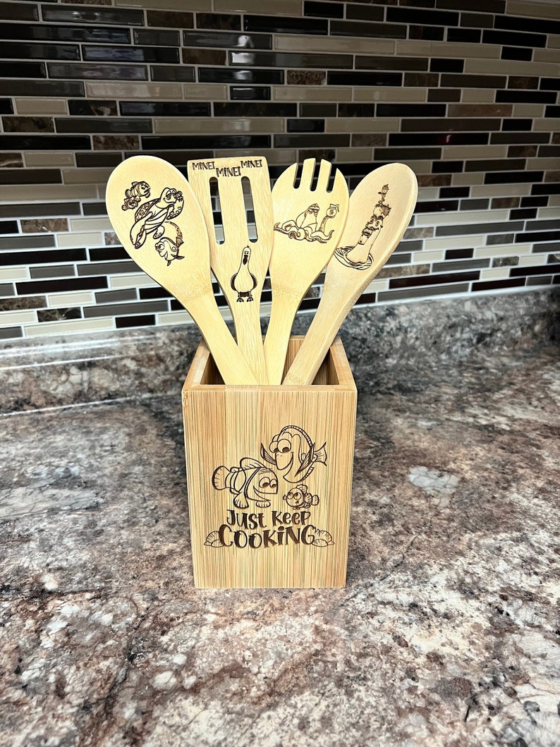 Finding Nemo Finding Dory Inspired Engraved Bamboo Utensil Set/limited ...