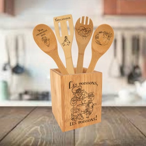 Les Poissons, Les Poissons! Little Mermaid Inspired Engraved Bamboo Utensil Set