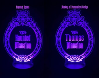 Haunted Mansion Plaque Inspired Custom Engraved LED Nightlight/Sign