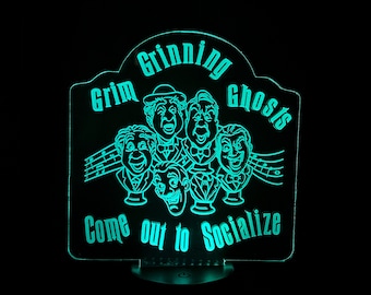 Haunted Mansion Grim Grinning Ghosts Inspired Custom Engraved LED Nightlight/Sign