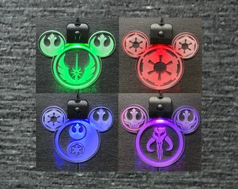 Custom Engraved LED Keychain/Lanyard Charm - Mickey Ears Star Wars