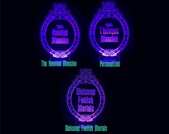 Haunted Mansion Plaque Inspired Custom Engraved LED Nightlight/Sign