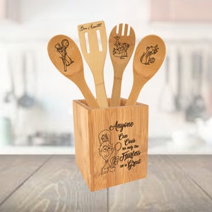 Ratatouille Bon Appetit Engraved Bamboo Utensil Set