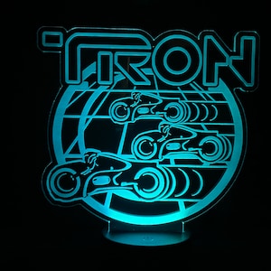 Tron Light Cycle Inspired Custom Engraved LED Nightlight/Sign