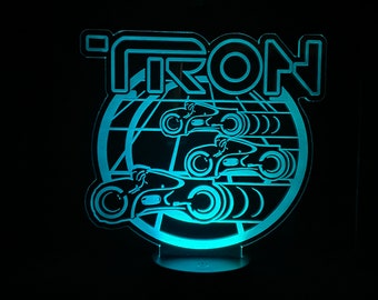 Tron Light Cycle Inspired Custom Engraved LED Nightlight/Sign