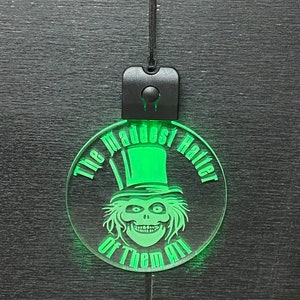 Custom Engraved LED Keychain/Lanyard Charm - Disney Haunted Mansion Hat Box Ghost