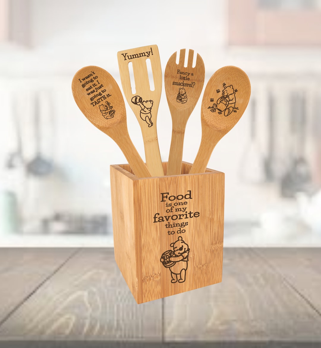 Winnie the Pooh Engraved Bamboo Utensil Set Etsy