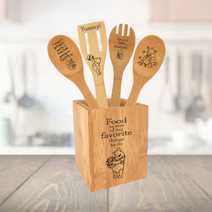 Winnie the Pooh Engraved Bamboo Utensil Set