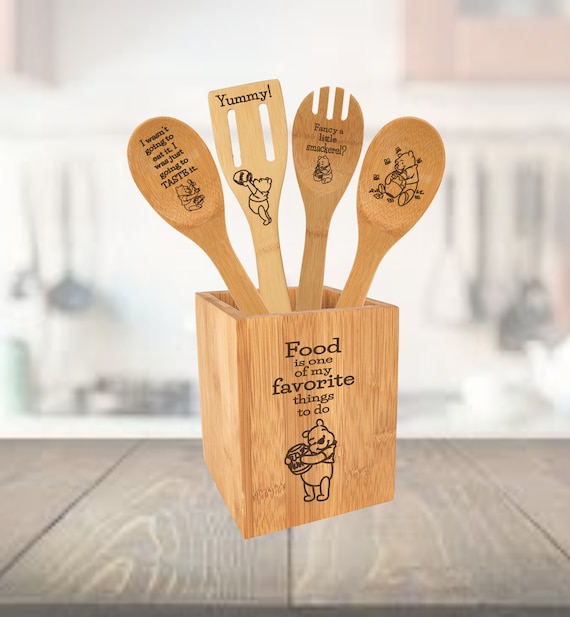 Winnie the Pooh Engraved Bamboo Utensil Set Etsy Canada