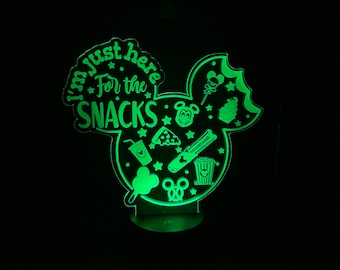 Disney Just Here For The Snacks Inspired Custom Engraved LED Nightlight/Sign