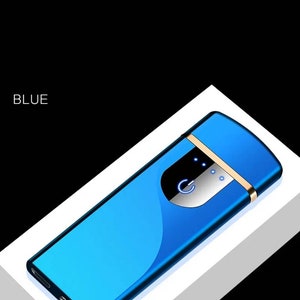 USB Rechargeable Mini lighters Safety cigarettes lighter Portable fast charging.Two color Blue and Black. One button operation. Reliable.