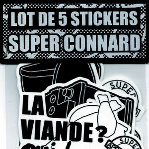Pochette de 5 stickers "Super Connard"