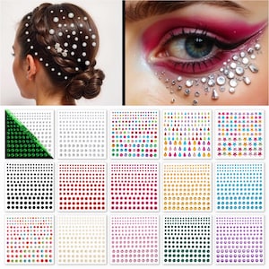 15 Sheet Face Gems Rhinestone -SELF Adhesive- Rhinestones for Eyes Face Body Nails, Face Glitter, Nail Gems Rhinestone, Face Jewels