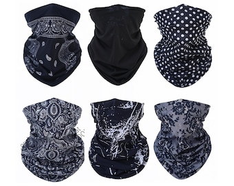 6 st. unisex halsvärmare, sömlösa multifunktionella balaklavor i tub, ansiktsskydd, ansiktsmask, cykelmask, skidmask, ansiktssnoods, skidhuvudbonad
