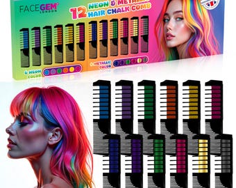 12 PCS Ultra Hair Chalk Comb, Temporary Bright Hair Color for Girls Women Gifts for Halloween Makeup Birthday Washable, Hair Chalk for Girls