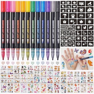 Glitter Tattoos for kids, Temporary Glitter Tattoo Markers for Skin, Glitter tattoo kit, Temporary Tattoos, face glitter, party bag fillers