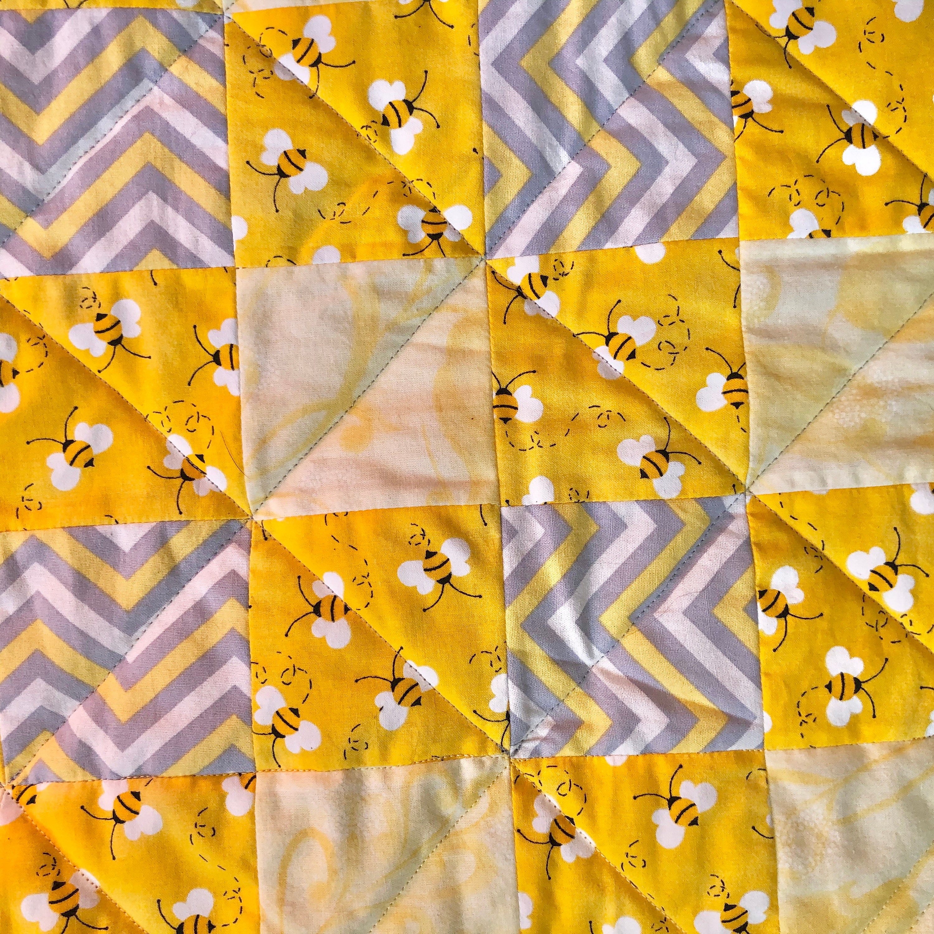 Baby Quilt Bumble Bee Yellow Floral Gray Chevron Minky Etsy