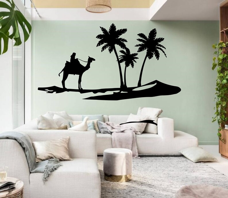 Desert wall decor Palms wall decal Oasis wall art Egypt Etsy