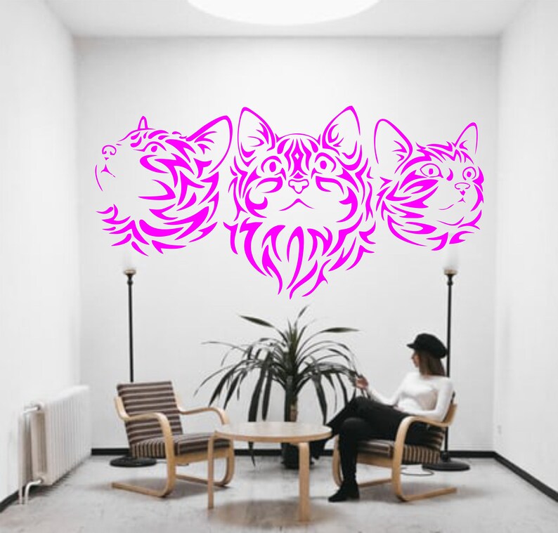 Black Beautiful Cats Wall Decal Cute Wall Decal Kitten Decal Etsy