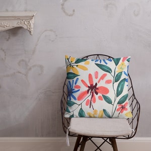 Watercolor Floral Premium Printed Pillow