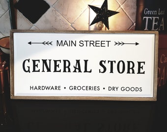 Farmhouse Sign General Store Wood Framed Sign Wall Hanging Country Decor  18x8.5