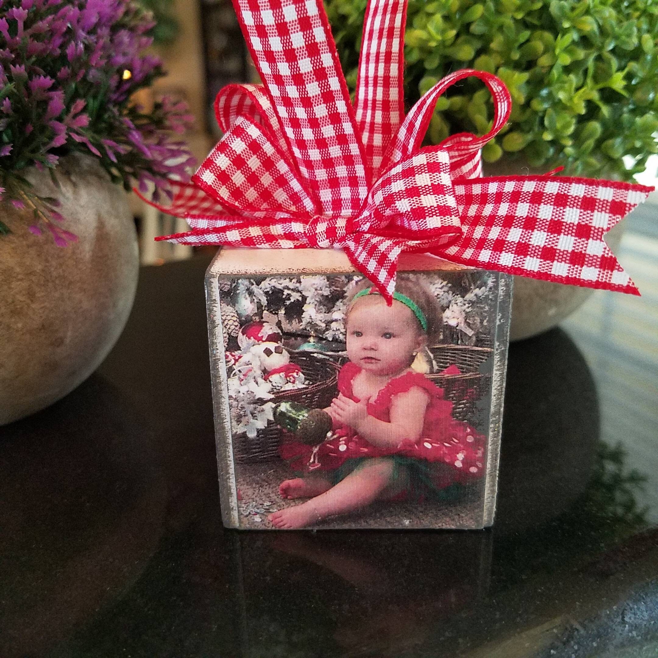Personalized Photo Wood Block Ornament Baby's First Etsy
