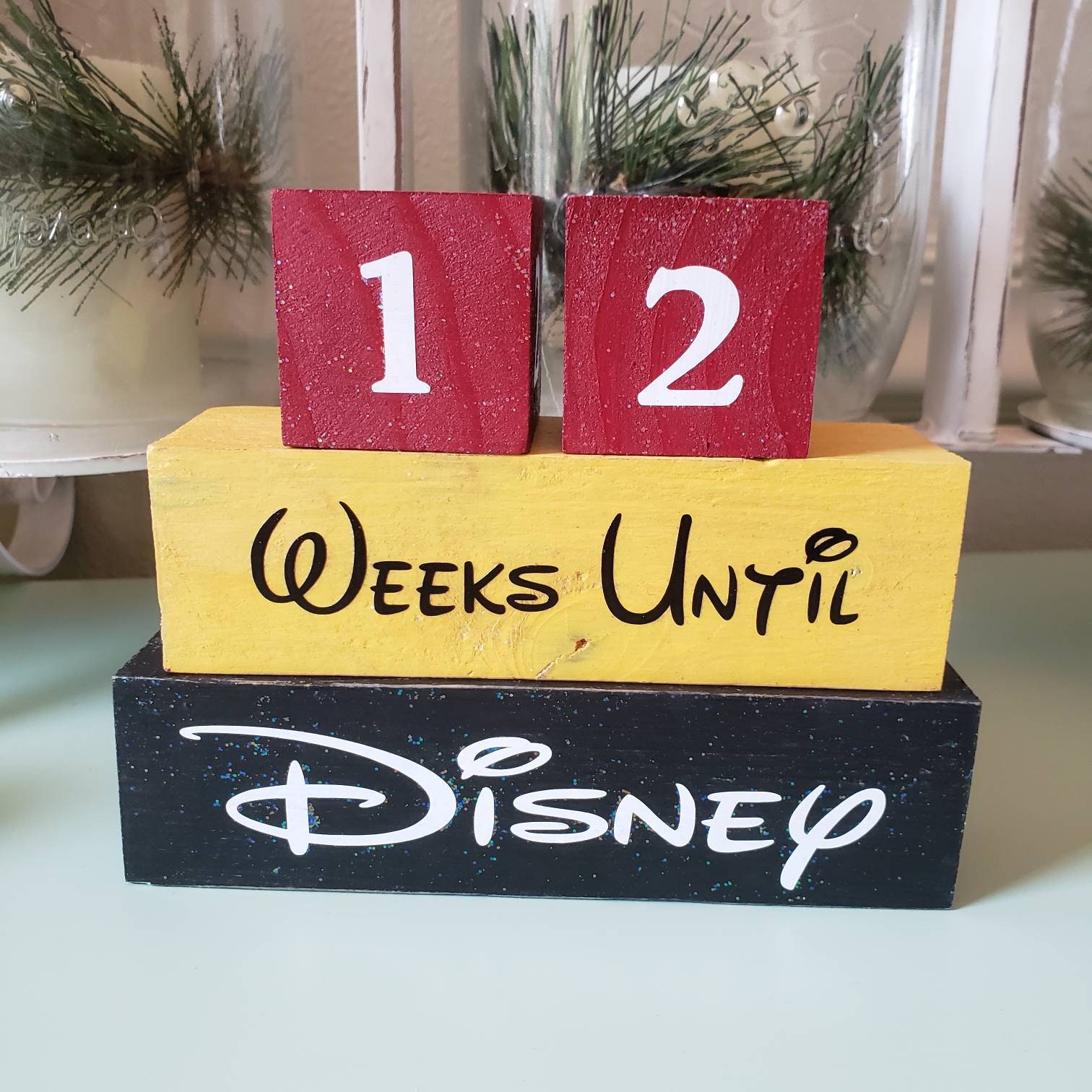 Countdown to Disney Vacation Wood Blocks Calendar Reversible - Etsy