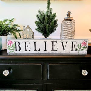 Believe Sign Wood 22&quot; Christmas Decor