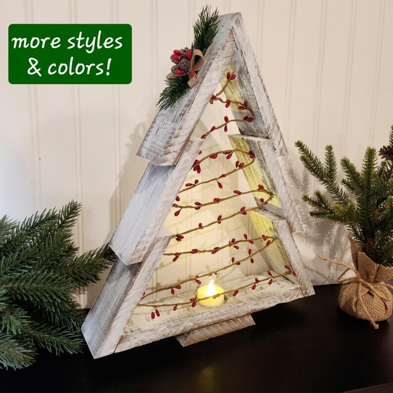 Rustic Pine Wood Christmas Tree With LED Lights Etsy
