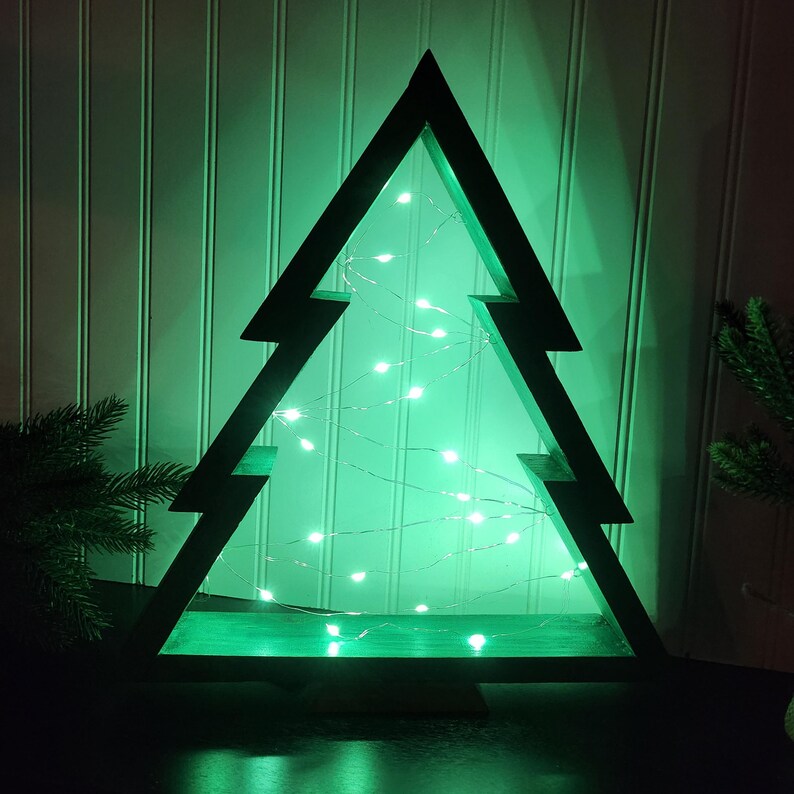 Rustic Pine Wood Christmas Tree With LED Lights Etsy