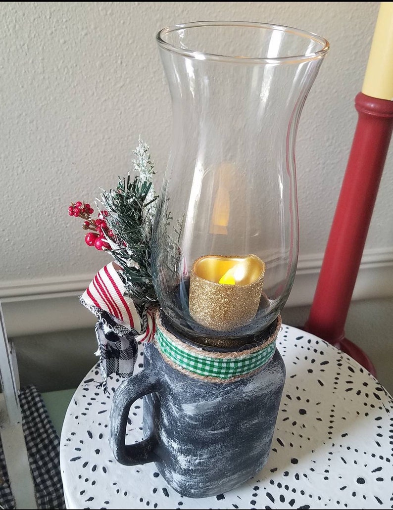 Glass Christmas Lantern Holiday Hurricane Style Candle Holder With Flameless Flicker Candle 11 Tall
