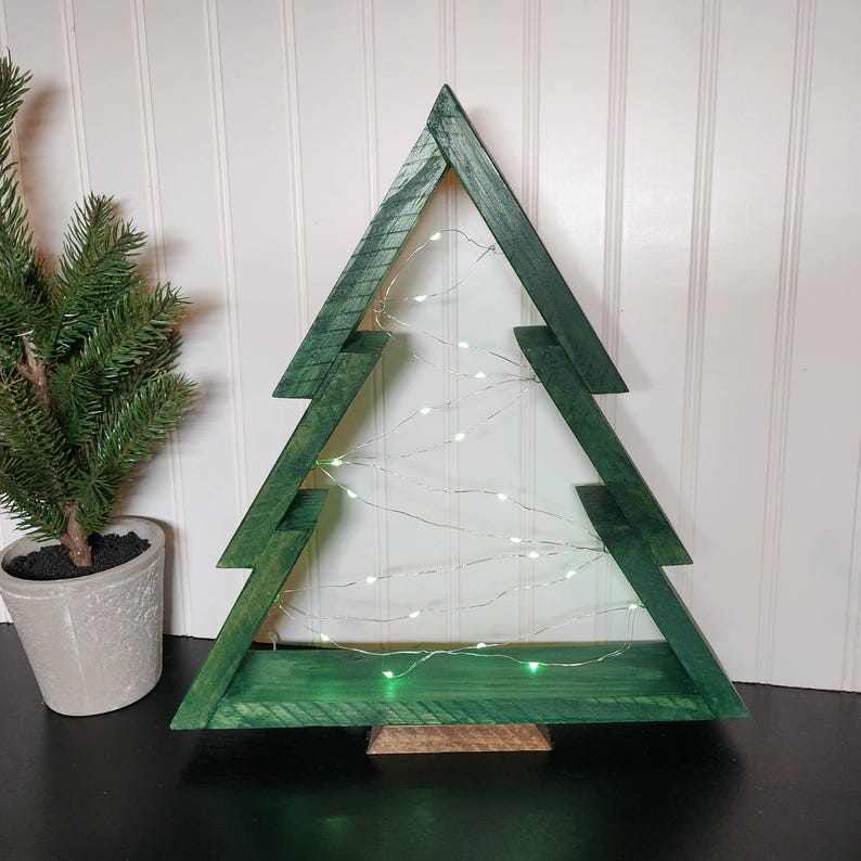 Rustic Pine Wood Christmas Tree With LED Lights Etsy