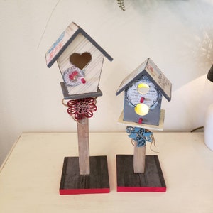 Cottage Birdhouse Flameless Candle Holders