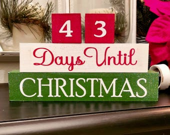 Christmas Countdown Wood Block Calendar – Holiday Shelf Sitter