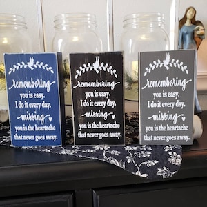 Memorial Bereavement Loss Gift Remembering You Is Easy Wooden Block